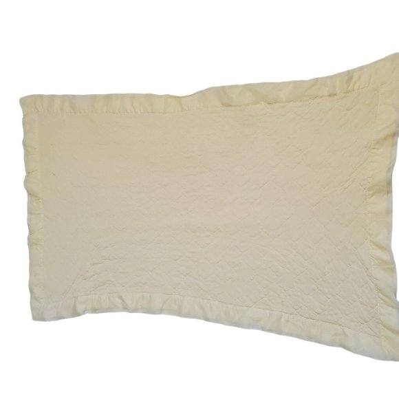 Vintage Quiltex? Light Pastel Yellow Quilted Baby Blanket‎ Nylon Binding READ - Picture 2 of 11